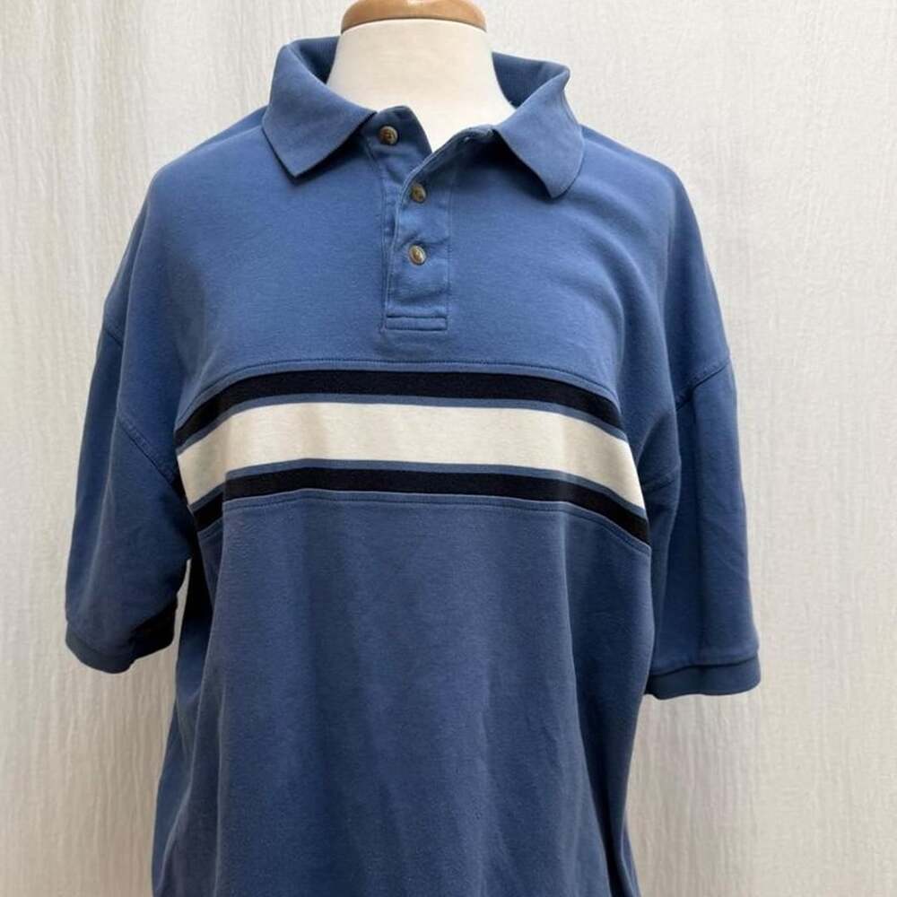 The Arrow Company Pastime Polo Shirt Size XL Blue Striped Cotton
